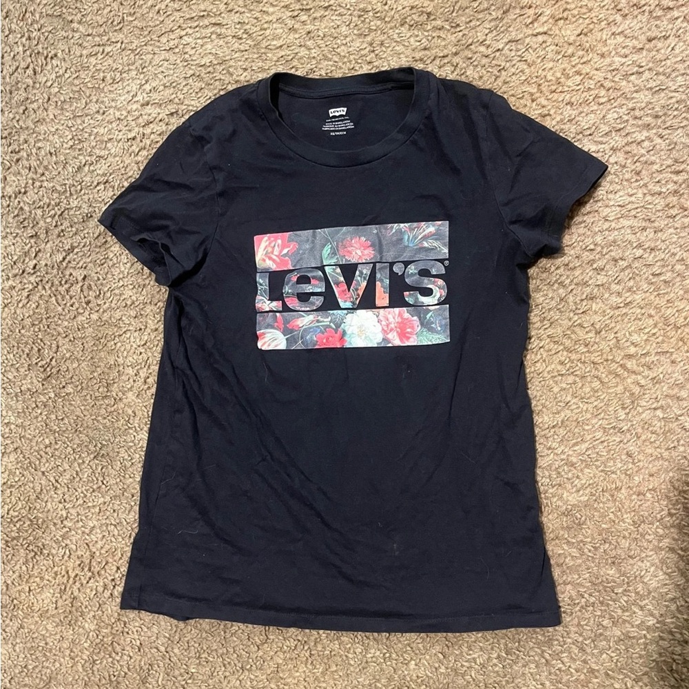 Levi's Black Tee with Floral Logo